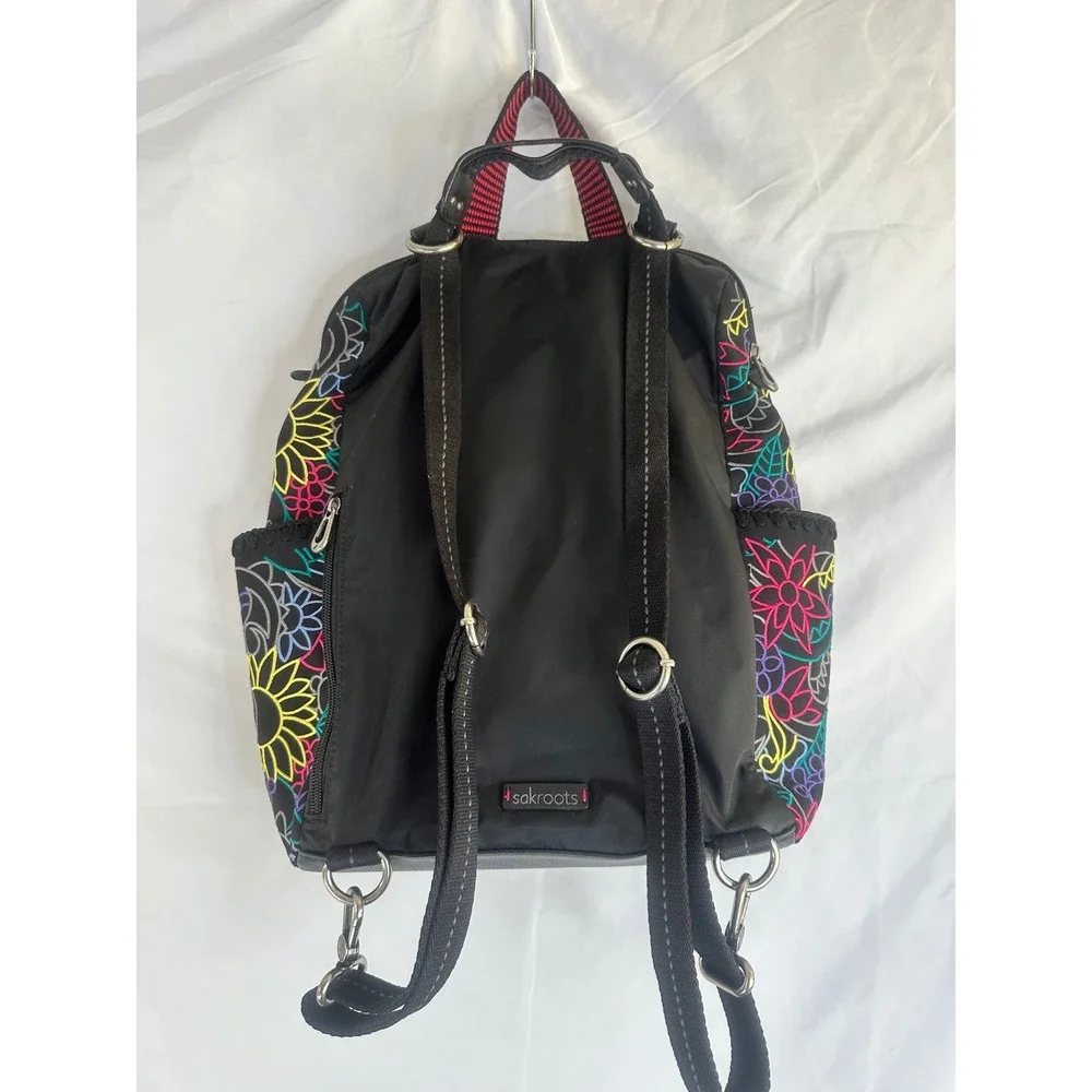NWOT Sakroots Rainbow Floral Embroidered Convertible Backpack‎